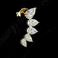 18K Yellow Gold Pear Shaped Diamond Crawler Earrings with Graduated Prong Set Lab Diamonds - 3.84 Carats Total Diamond Weight - Covaloro Fine Jewelry