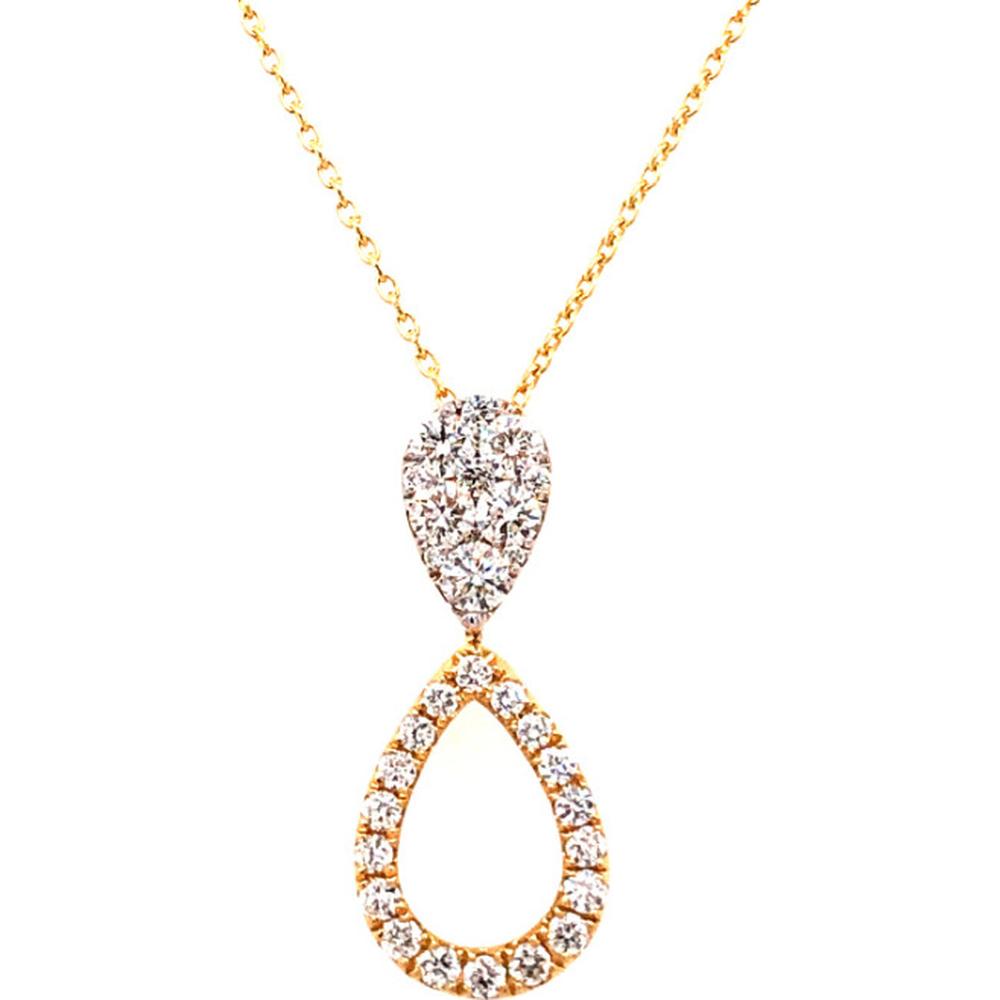 18K Yellow Gold Pear-Shaped Diamond Pendant Necklace with Open Teardrop Diamond Drop by Afarin