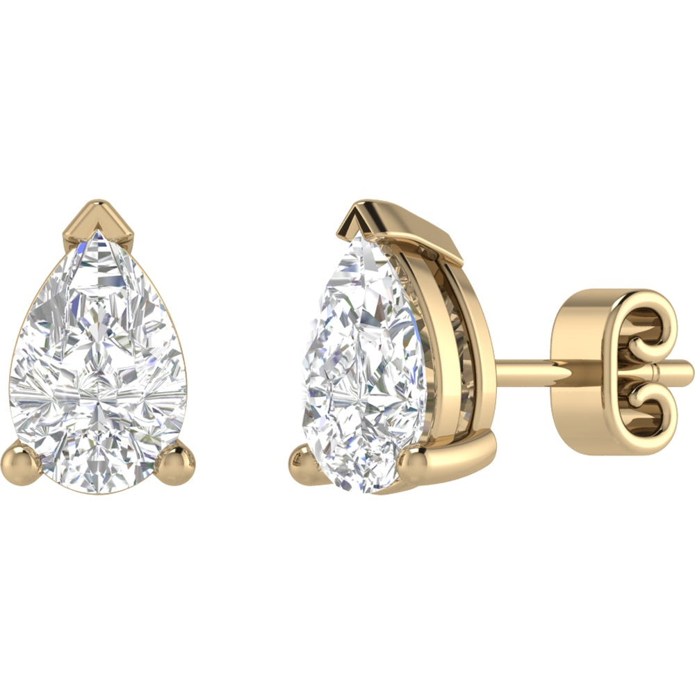 18K Yellow Gold Pear-Shaped Lab Diamond Stud Earrings - 1.46 Carat Total Weight (E-F Color, VS2 Clarity) with IGI Certification - 0.73 Carats Each - Covaloro Fine Jewelry
