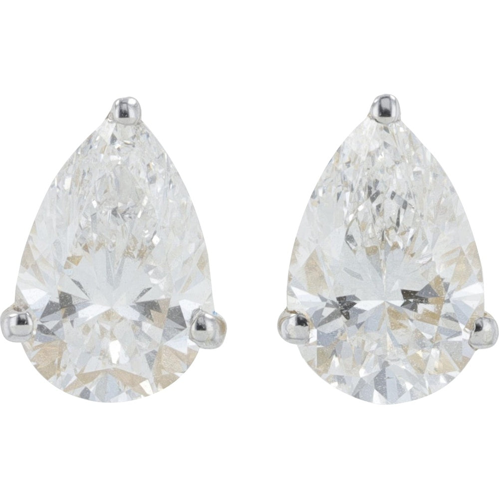 18K Yellow Gold Pear Stud Earrings with Lab Grown Diamonds - 1.00 Carat Total Diamond Weight