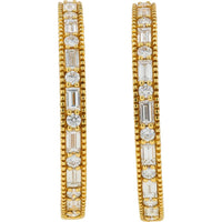 18K Yellow Gold Penny Preville 1.74 Carat Total Diamond Medium Hoop Earrings