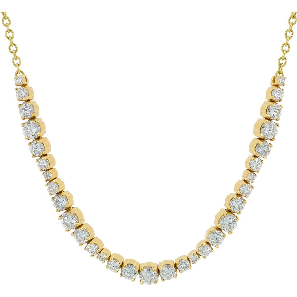 18K Yellow Gold Penny Preville 18" Graduating Tennis Necklace with Round Diamonds - 1.89 Carat Total Diamond Weight