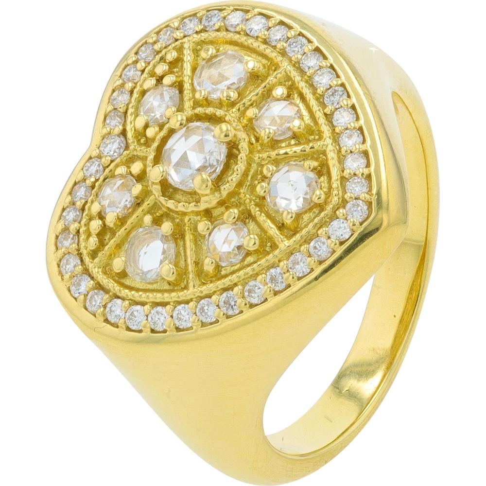 18K Yellow Gold Penny Preville Diamond Heart Ring - 0.53 Carat Total Diamond Weight