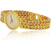 18K Yellow Gold Piaget Slim 23mm Bracelet Watch with Pavé Diamond Dial and Manual-Wind 18-Jewel Movement