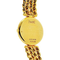18K Yellow Gold Piaget Slim 23mm Bracelet Watch with Pavé Diamond Dial and Manual-Wind 18-Jewel Movement