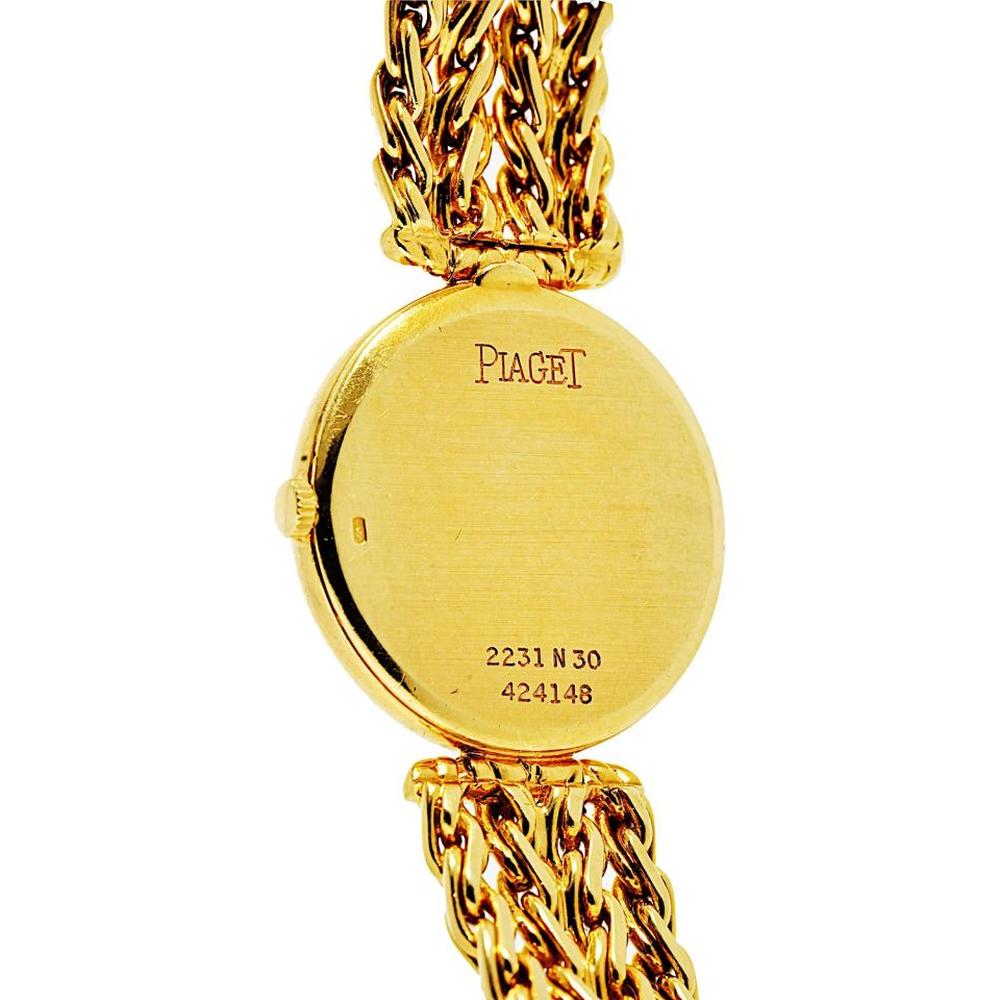 18K Yellow Gold Piaget Slim 23mm Bracelet Watch with Pavé Diamond Dial and Manual-Wind 18-Jewel Movement