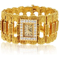 18K Yellow Gold Piaget Vintage Watch with Diamond Halo - 105.6 Grams Total Weight