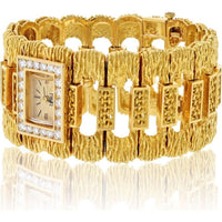 18K Yellow Gold Piaget Vintage Watch with Diamond Halo - 105.6 Grams Total Weight