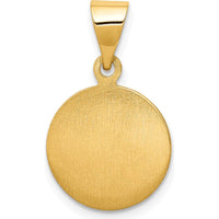 18K Yellow Gold Polished and Satin Guardian Angel Medal Pendant - 22.5mm Length