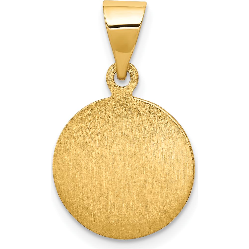 18K Yellow Gold Polished and Satin Guardian Angel Medal Pendant - 22.5mm Length