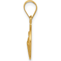 18K Yellow Gold Polished and Satin Saint Jude Thaddeus Medal Round Pendant - 21.5mm