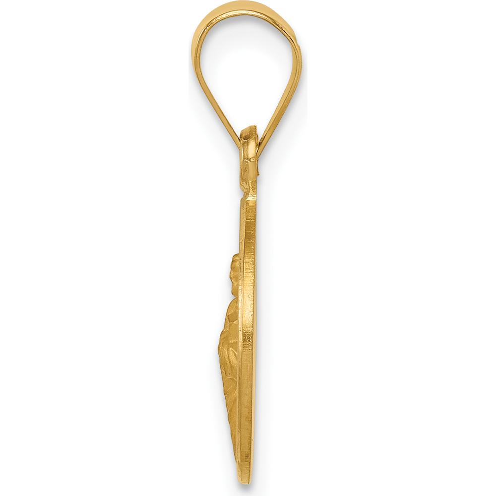 18K Yellow Gold Polished and Satin Saint Jude Thaddeus Medal Round Pendant - 21.5mm