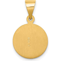 18K Yellow Gold Polished and Satin Saint Jude Thaddeus Medal Round Pendant - 21.5mm