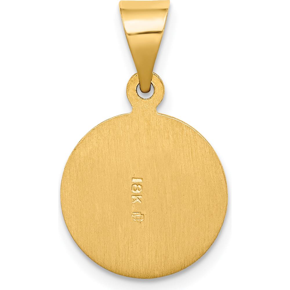 18K Yellow Gold Polished and Satin Saint Jude Thaddeus Medal Round Pendant - 21.5mm