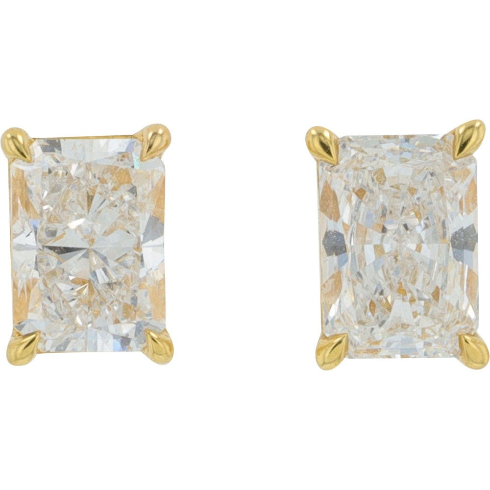 18K Yellow Gold Radiant Cut Lab Grown Diamond Stud Earrings - 0.50 Carat Total Diamond Weight