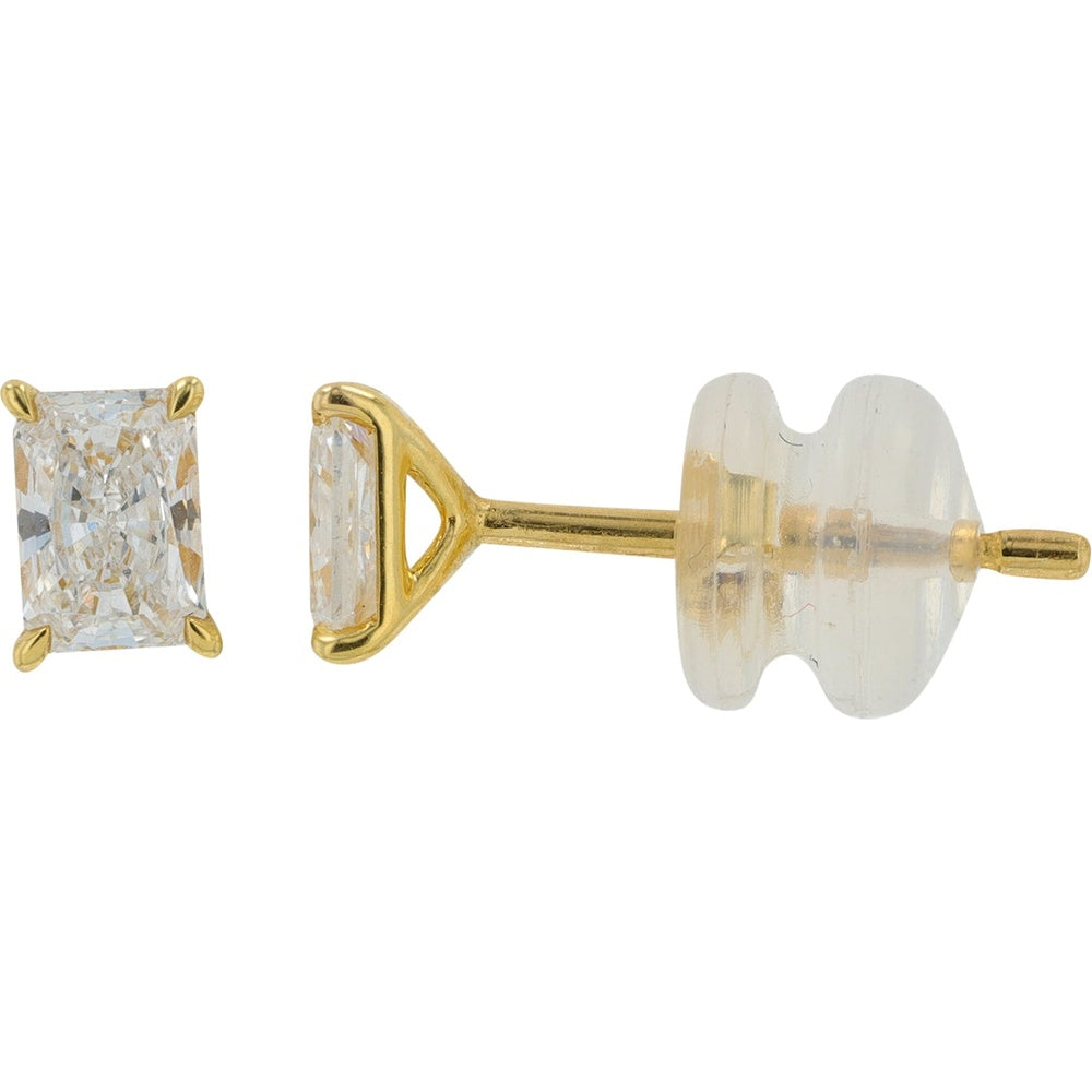 18K Yellow Gold Radiant Cut Lab Grown Diamond Stud Earrings - 0.50 Carat Total Diamond Weight
