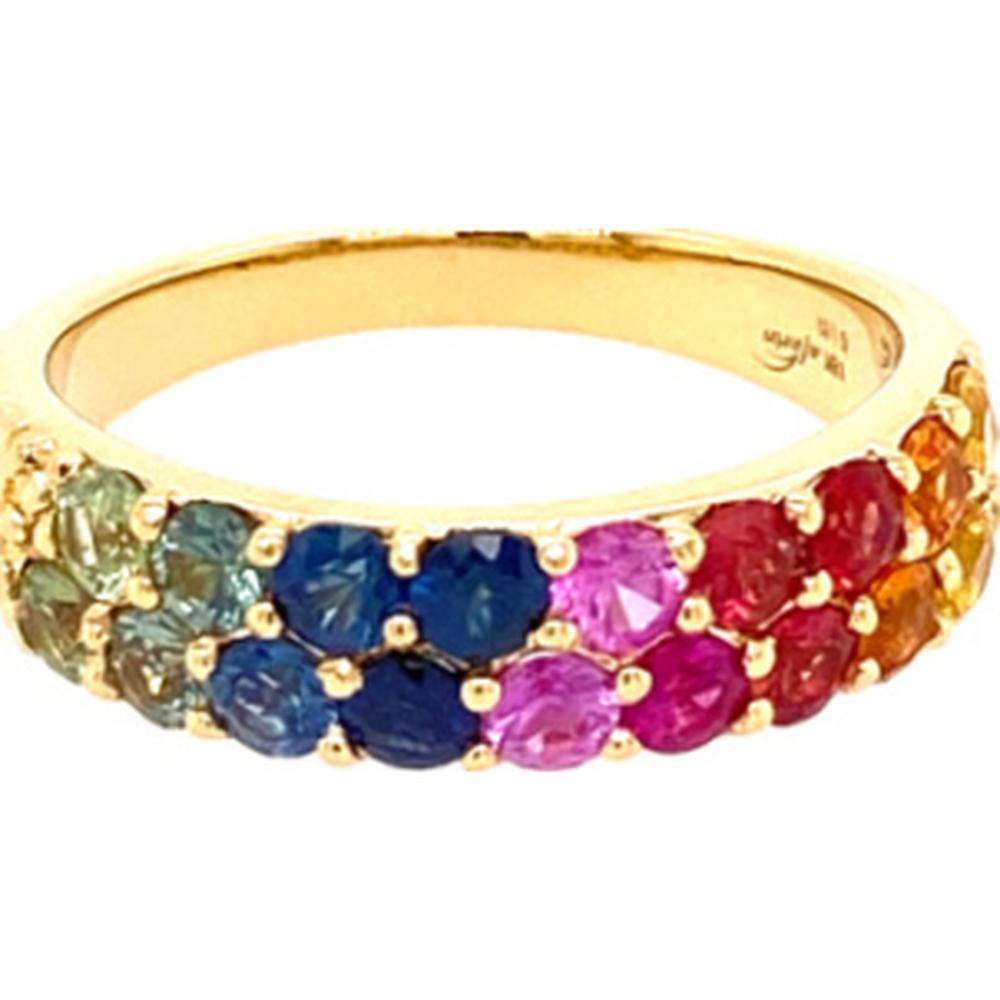 18K Yellow Gold Rainbow Multi Sapphire Band Ring by Afarin