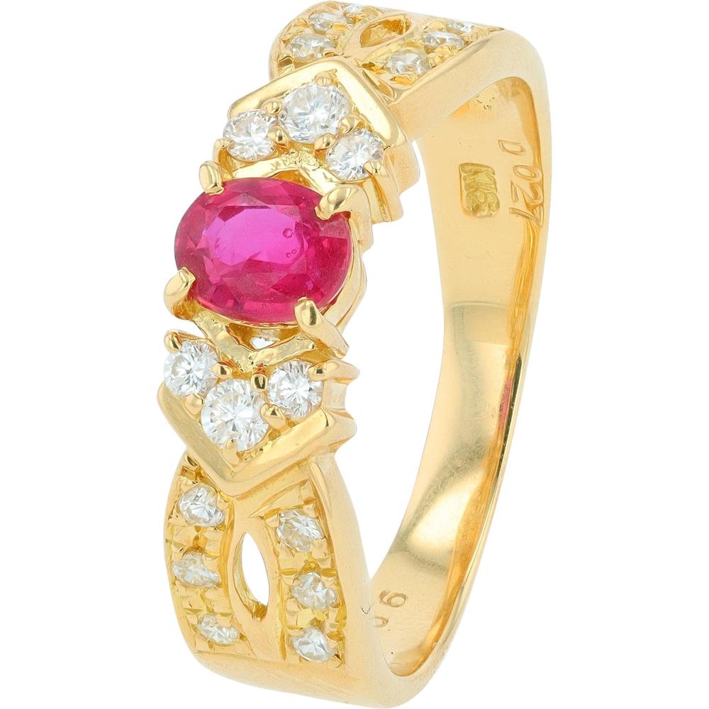 18K Yellow Gold Ring with 0.56 Carat Ruby and Diamond Accents - Timeless Elegance