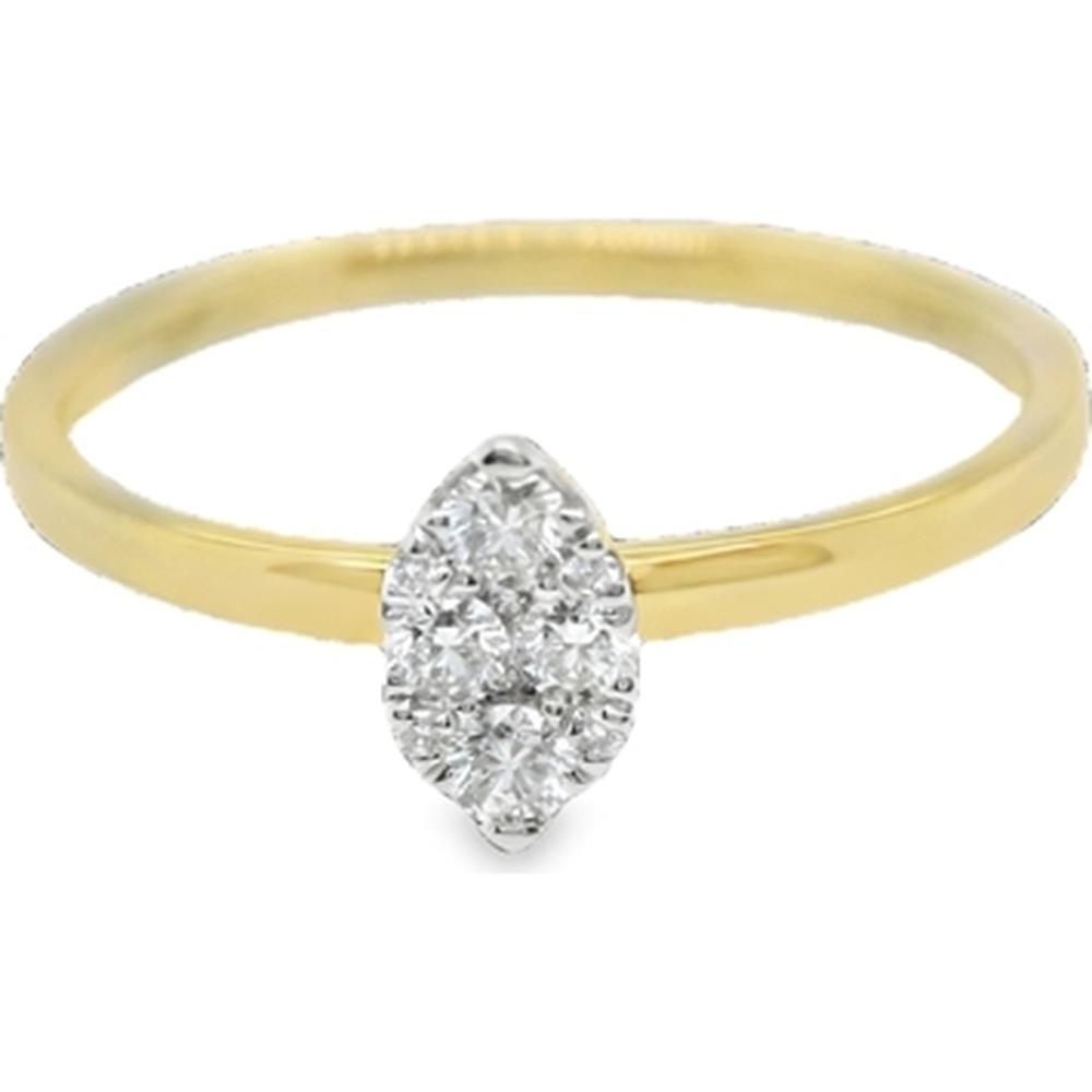 18K Yellow Gold Ring with Marquise-Shaped Diamond Cluster Center by Afarin