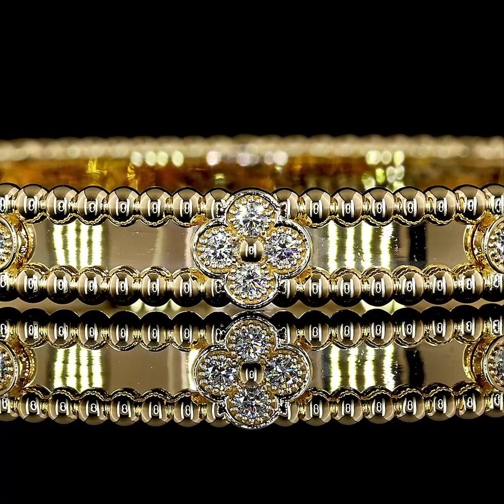 18K Yellow Gold Round Bangle Bracelet with Bezel Set Lab Diamonds - 1.19 Carat Total Weight, E-F Color, VS Clarity - Covaloro Fine Jewelry