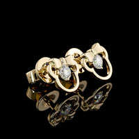 18K Yellow Gold Round Brilliant Cut Lab Diamond Stud Earrings - 0.11 Carat Total Weight, E-F Color VS Clarity - Covaloro Fine Jewelry