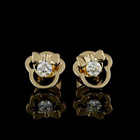 18K Yellow Gold Round Brilliant Cut Lab Diamond Stud Earrings - 0.11 Carat Total Weight, E-F Color VS Clarity - Covaloro Fine Jewelry