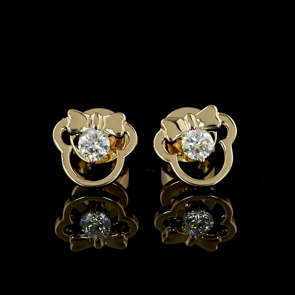 18K Yellow Gold Round Brilliant Cut Lab Diamond Stud Earrings - 0.11 Carat Total Weight, E-F Color VS Clarity - Covaloro Fine Jewelry