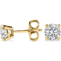 18K Yellow Gold Round Brilliant Cut Lab Diamond Stud Earrings - 1.00 Carat Total Weight, E-F Color VS2 Clarity, IGI Certified - Covaloro Fine Jewelry