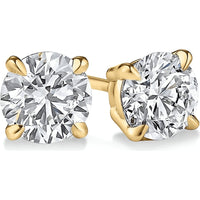 18K Yellow Gold Round Brilliant Cut Lab Diamond Stud Earrings - 1.00 Carat Total Weight, E-F Color VS2 Clarity, IGI Certified - Covaloro Fine Jewelry