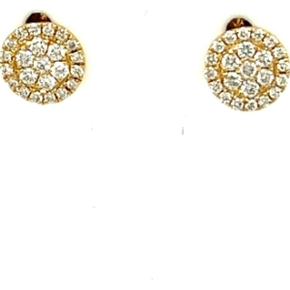 18K Yellow Gold Round Cluster Diamond Stud Earrings by Afarin