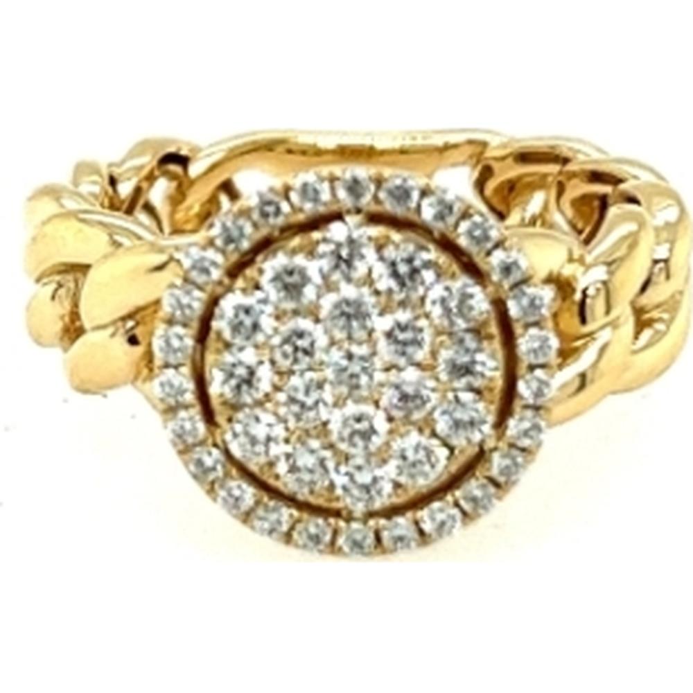 18K Yellow Gold Round Diamond Cluster Halo Ring by Afarin