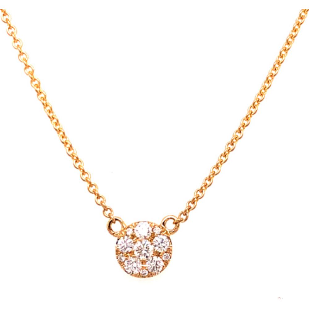 18K Yellow Gold Round Diamond Cluster Pendant Necklace by Afarin