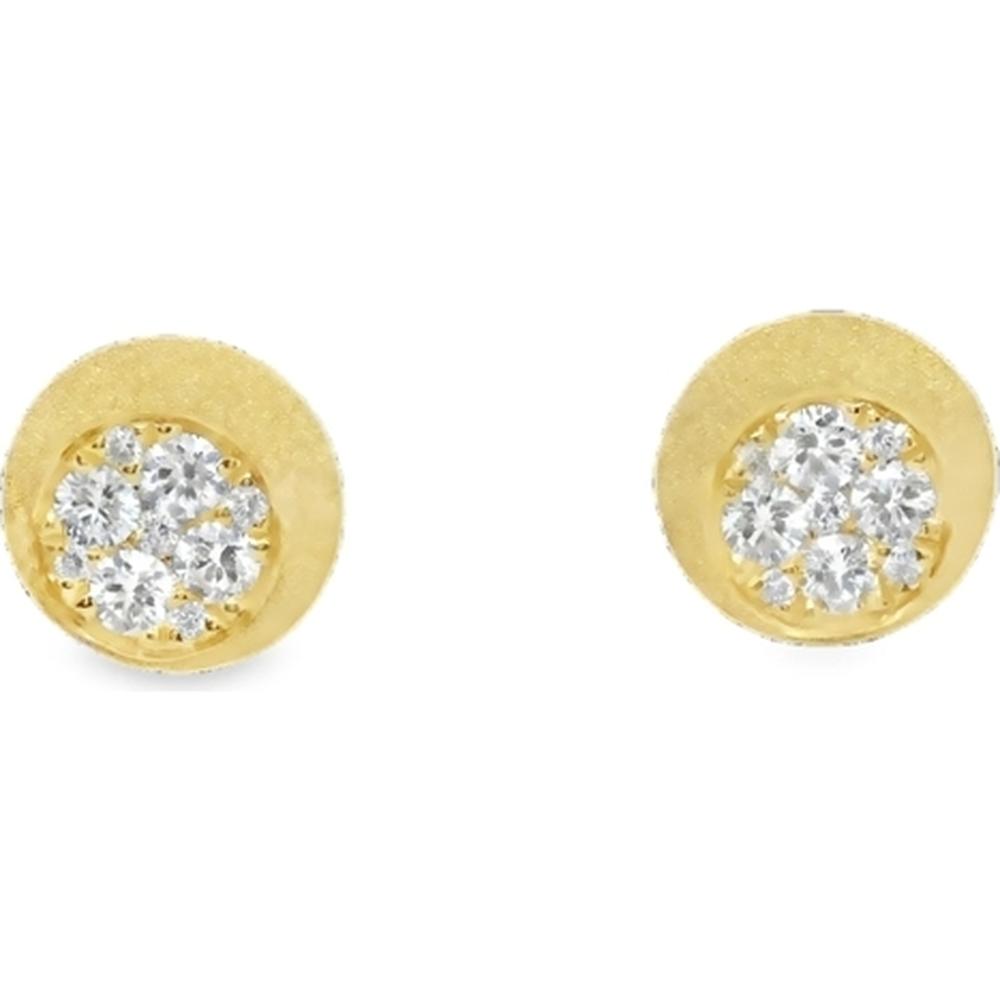 18K Yellow Gold Round Diamond Cluster Stud Earrings by Afarin