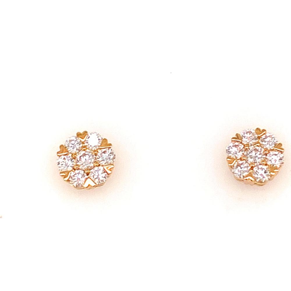 18K Yellow Gold Round Diamond Cluster Stud Earrings by Afarin