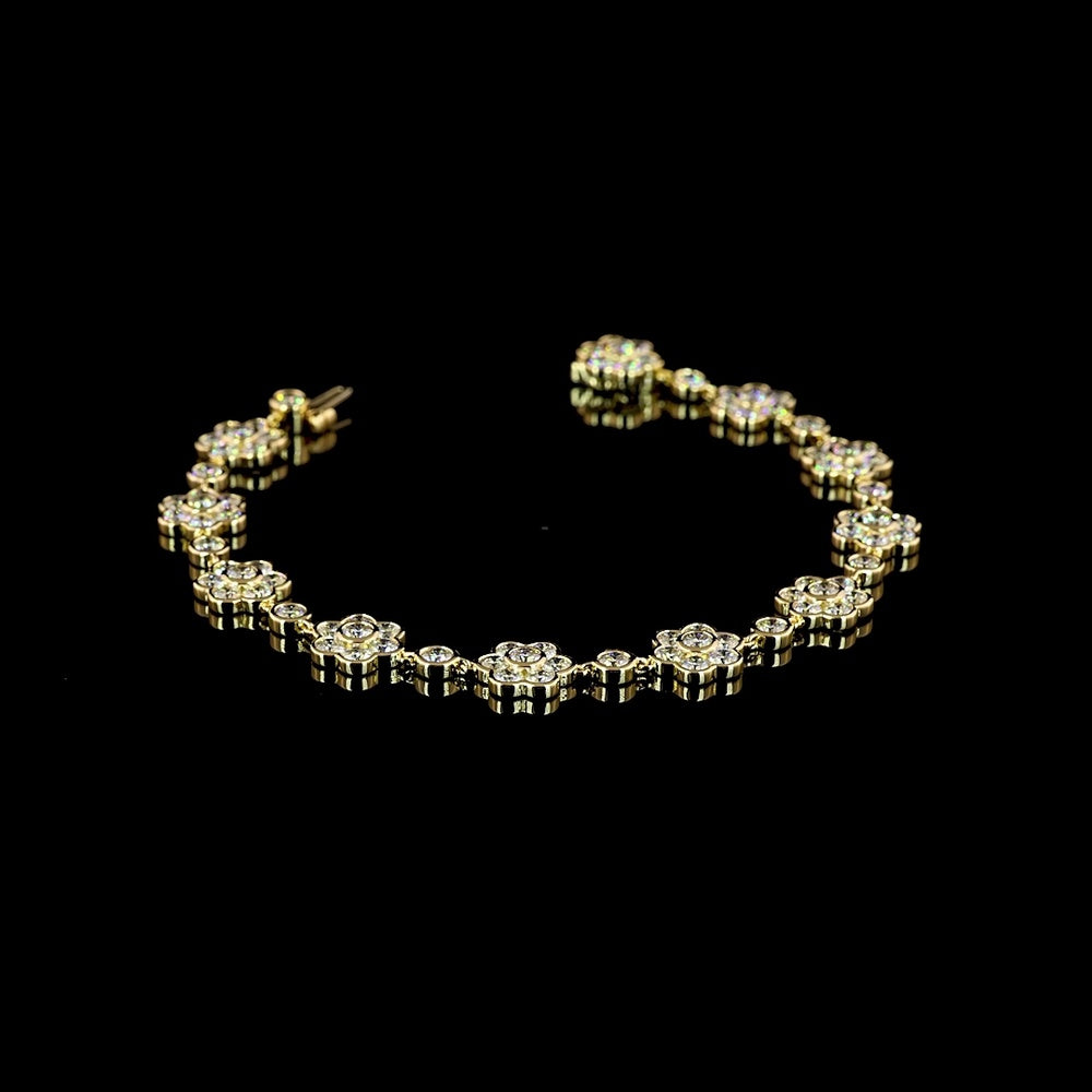 18K Yellow Gold Round Diamond Station Bracelet with Bezel Set Brilliant Cut Lab Diamonds - 7.44 Carat Total Diamond Weight, E-F Color VS Clarity - Covaloro Fine Jewelry