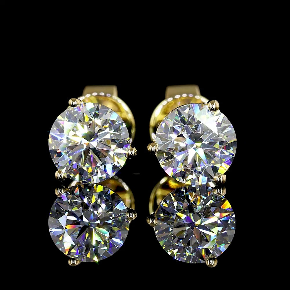 18K Yellow Gold Round Martini Stud Earrings with Brilliant Cut Lab Diamonds - 1.46 Carats Total Diamond Weight (0.73 Carats Each) - Covaloro Fine Jewelry