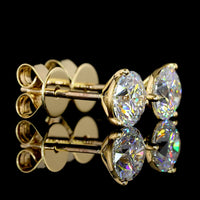 18K Yellow Gold Round Martini Stud Earrings with Brilliant Cut Lab Diamonds - 1.46 Carats Total Diamond Weight (0.73 Carats Each) - Covaloro Fine Jewelry
