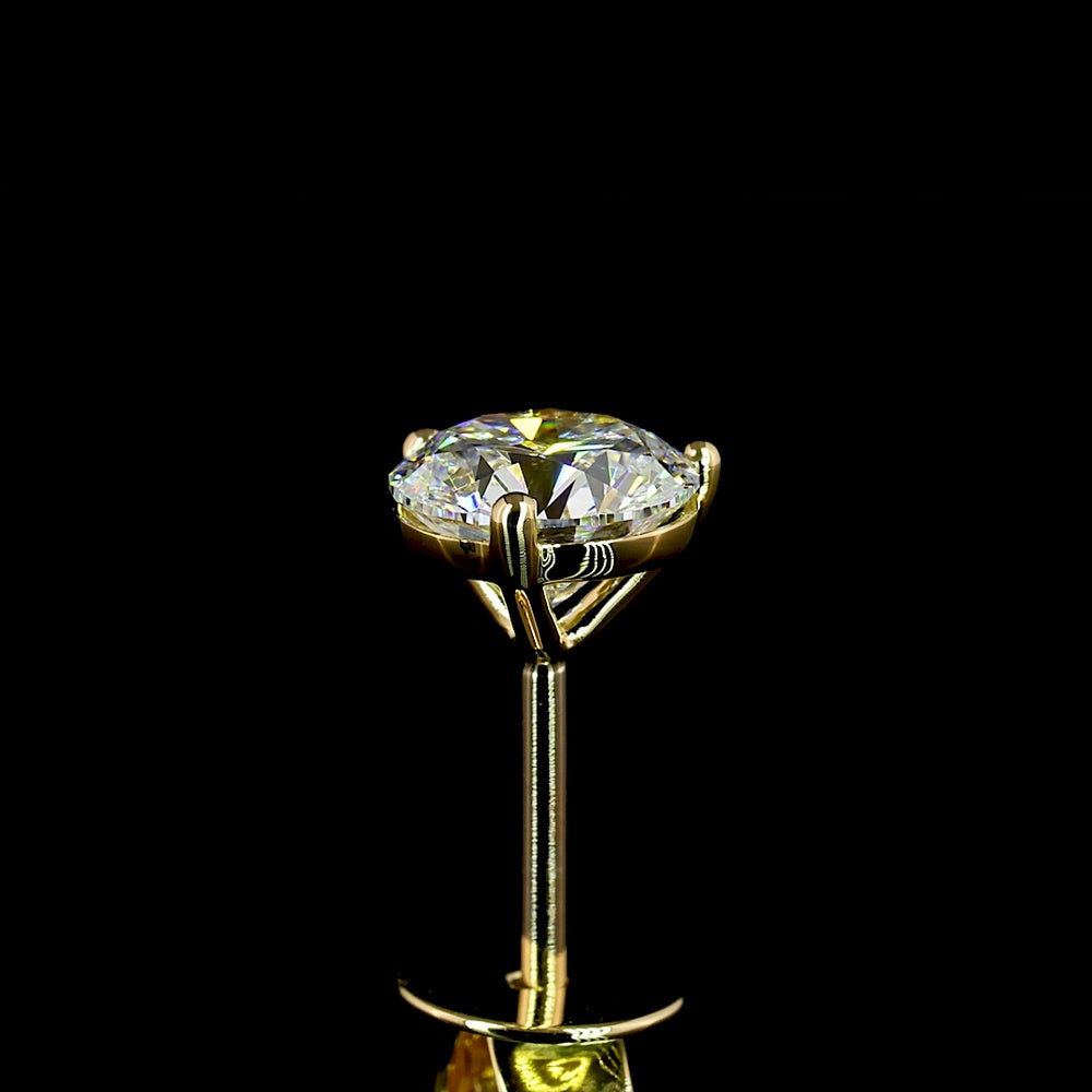 18K Yellow Gold Round Martini Stud Earrings with Brilliant Cut Lab Diamonds - 1.46 Carats Total Diamond Weight (0.73 Carats Each) - Covaloro Fine Jewelry