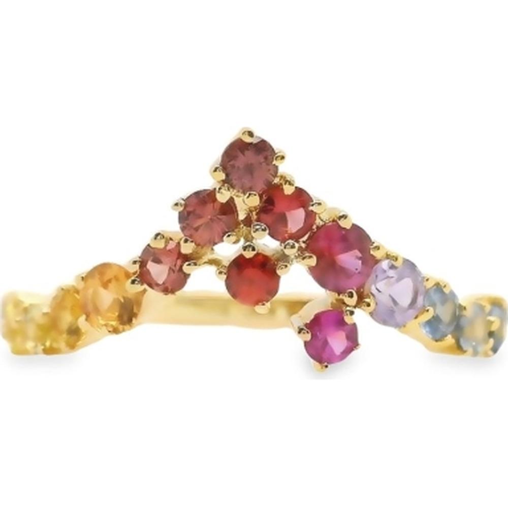 18K Yellow Gold Round Multi Sapphire Cluster Ring by Afarin