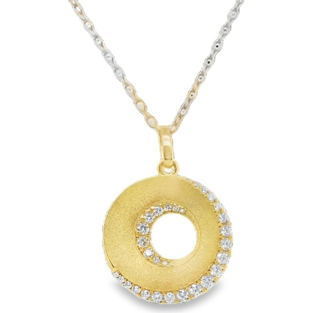 18K Yellow Gold Round Open Circle Pendant with Diamond Accents by Afarin