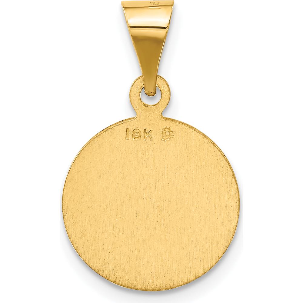 18K Yellow Gold Round Our Lady of Perpetual Help Satin and Polished Pendant Medal