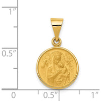 18K Yellow Gold Round Our Lady of Perpetual Help Satin and Polished Pendant Medal
