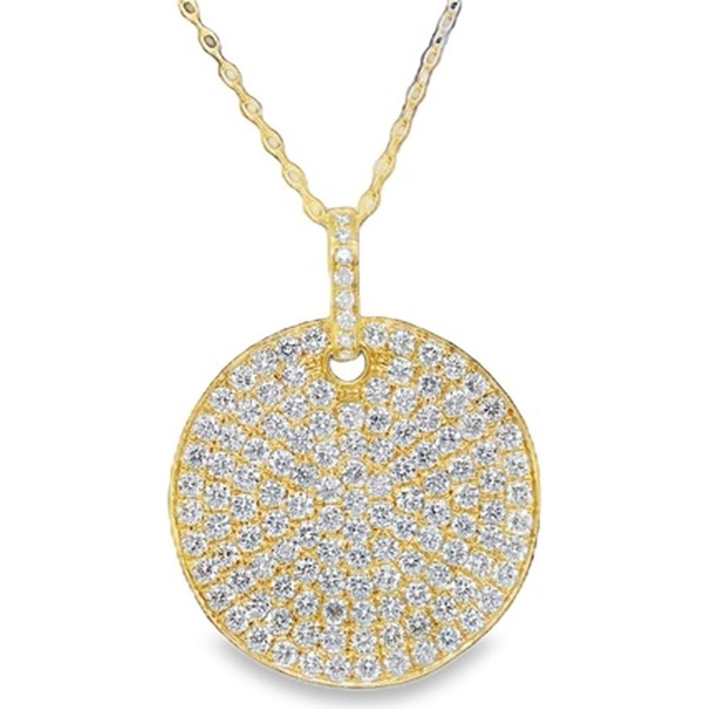 18K Yellow Gold Round Pavé Diamond Pendant Necklace by Afarin