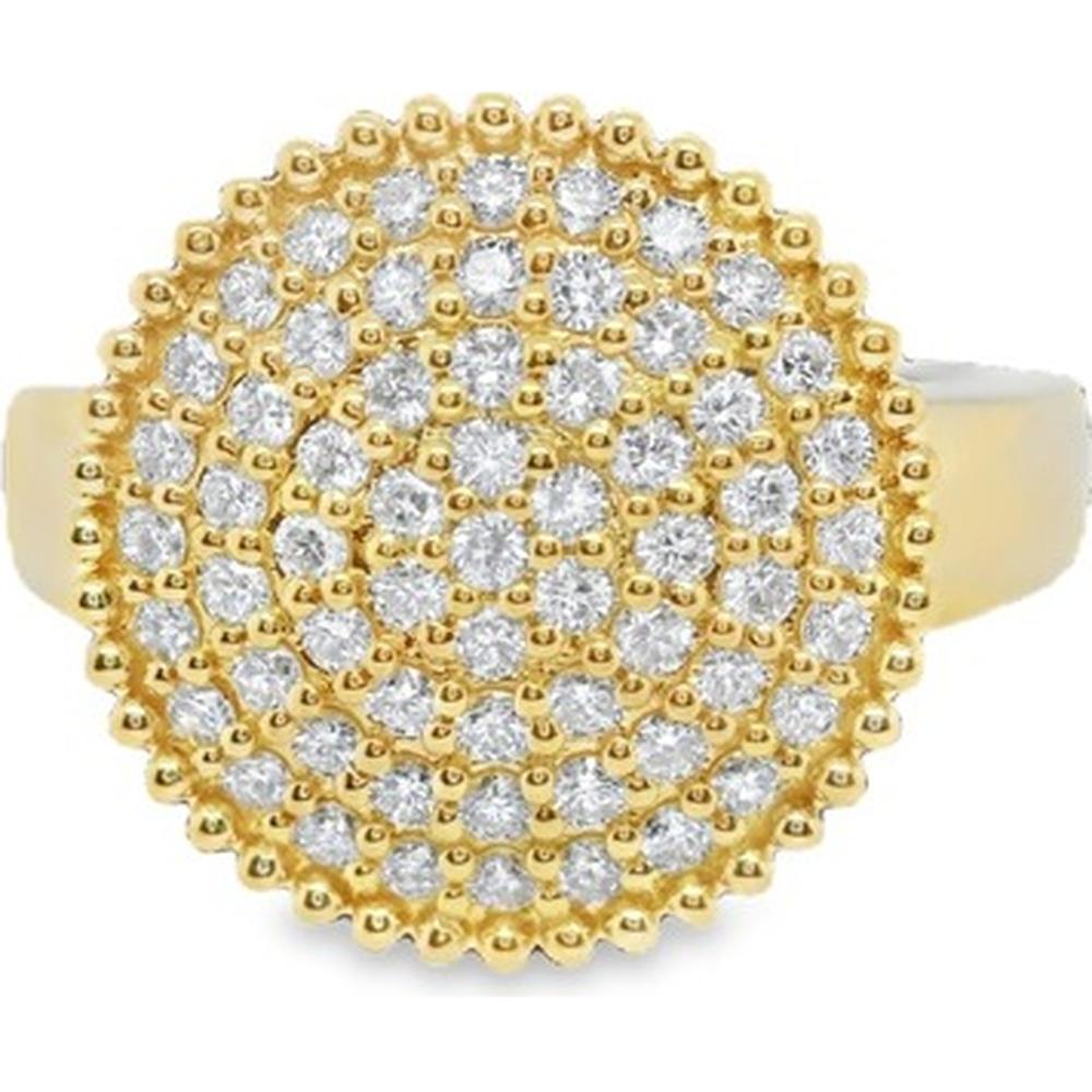 18K Yellow Gold Round Pavé Diamond Statement Ring by Afarin