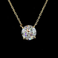 18K Yellow Gold Round Solitaire Pendant with 2.01 Carat Lab Grown Brilliant Cut Diamond - E-F Color, VS1 Clarity - Covaloro Fine Jewelry