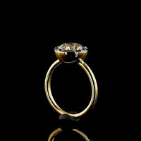 18K Yellow Gold Round Solitaire Ring with 2.73 Carat Lab Grown Diamond, Black Rhodium Bezel and Prong Setting, E-F VVS2 IGI Certified - Covaloro Fine Jewelry