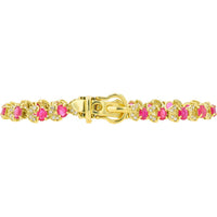 18K Yellow Gold Ruby and Diamond Bracelet - 5.64 Carat Total Ruby, 1.00 Carat Total Diamond
