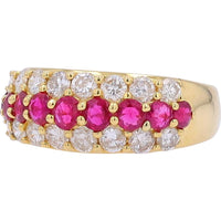 18K Yellow Gold Ruby and Diamond Ring with 1.10 Carat Total Diamond Weight and 1.00 Carat Total Ruby Weight
