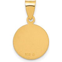 18K Yellow Gold Saint Christopher Medal Round Pendant with Polished and Satin Finish