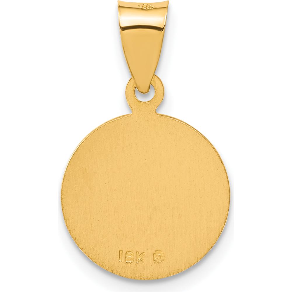 18K Yellow Gold Saint Christopher Medal Round Pendant with Polished and Satin Finish